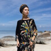 Arlo Tie-Dye Poncho Dress: Boho Fringe Cover-Up - Image 4