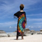 Handmade Tie-dye Cotton Tunic Dress: Boho Fringe Cover-Up - Arlo - Image 3