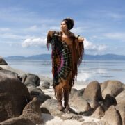 Handmade Tiedye Fringe Poncho: Boho Festival Cotton Kaftan - Arlo