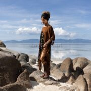 Handmade Tiedye Fringe Poncho: Boho Festival Cotton Kaftan - Arlo - Image 2