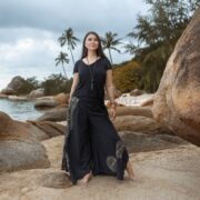 Tie-Dye Palazzo Pants: Boho Festival Wide Leg Cotton Trousers - Kaori
