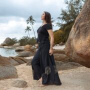 Tie-Dye Palazzo Pants: Boho Festival Wide Leg Cotton Trousers - Kaori - Image 2