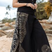 Tie-Dye Palazzo Pants: Boho Festival Wide Leg Cotton Trousers - Kaori - Image 4