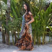 Handmade Tie-Dye Cotton Maxi Dress: Boho Cold Shoulder Resort Gown - Bailey - Image 2
