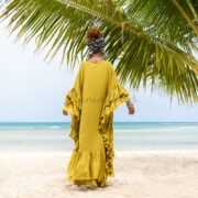 Ruffled Viscose Kaftan Dress: Boho Beach Abaya Maxi Dress - Wild Heart - Image 3