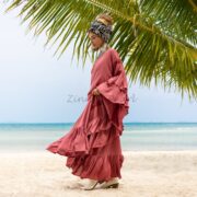 Ruffled Viscose Kaftan Dress: Boho Beach Abaya, Plus Size - Wild Heart - Image 2