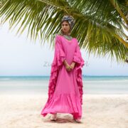 Ruffled Viscose Kaftan Dress: Boho Beach Abaya Maxi Dress - Wild Heart