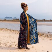 Misty Enchantment Long Velvet Kimono Duster Coat - One Plus Size Luxury for Special Events - Image 2