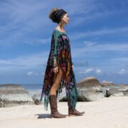 Tie-Dye Fringe Tunic Dress: Boho Festival Kaftan, Plus Size Cover-Up - Arlo - Image 2