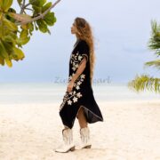 Hand Embroidered Cotton Kaftan Dress: Beach Tunic Cover-Up - Ciana - Image 2