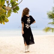 Hand Embroidered Cotton Kaftan Dress: Beach Tunic Cover-Up - Ciana - Image 3