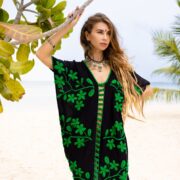Hand Embroidered Cotton Kaftan Dress: Crochet Tunic Top, Beach Cover-Up - Ciana - Image 4