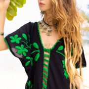 Hand Embroidered Cotton Kaftan Dress: Crochet Tunic Top, Beach Cover-Up - Ciana - Image 5