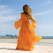 Off-Shoulder Boho Wedding Dress: Tiered Cotton Maxi Dress - Lucia - Image 3