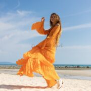 Off-Shoulder Boho Wedding Dress: Tiered Cotton Maxi Dress - Lucia - Image 4