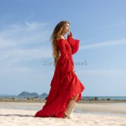 Off-Shoulder Boho Wedding Dress: Tiered Cotton Maxi Dress - Lucia - Image 2