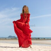 Off-Shoulder Boho Wedding Dress: Tiered Cotton Maxi Dress - Lucia - Image 4