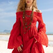 Off-Shoulder Boho Wedding Dress: Tiered Cotton Maxi Dress - Lucia - Image 6