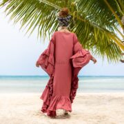 Ruffled Viscose Kaftan Dress: Boho Beach Abaya, Plus Size - Wild Heart - Image 3