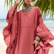 Ruffled Viscose Kaftan Dress: Boho Beach Abaya, Plus Size - Wild Heart - Image 5