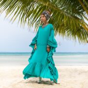 Ruffled Viscose Kaftan Dress: Boho Beach Abaya Maxi Dress - Wild Heart