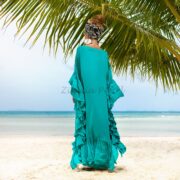 Ruffled Viscose Kaftan Dress: Boho Beach Abaya Maxi Dress - Wild Heart - Image 3