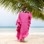 Ruffled Viscose Kaftan Dress: Boho Beach Abaya Maxi Dress - Wild Heart - Image 3