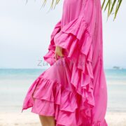 Ruffled Viscose Kaftan Dress: Boho Beach Abaya Maxi Dress - Wild Heart - Image 5
