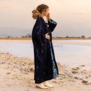Embroidered Velvet Kimono: Beaded Maxi Duster, Boho Style - Mai - Image 2