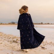 Embroidered Velvet Kimono: Beaded Maxi Duster, Boho Style - Mai - Image 3