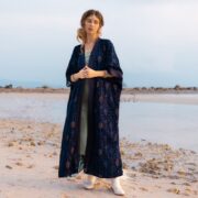 Misty Enchantment Long Velvet Kimono Duster Coat - One Plus Size Luxury for Special Events