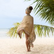 Hand Blocked Print Cotton Voile Sarong: Beach Cover-Up Hair Scarf - Bichi - Image 4