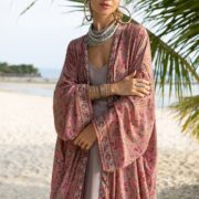 Boho Silk Blend Kimono: Helene Multi-Mixed Print, Detachable Waistband - Image 4