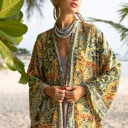 Handmade Silk Blend Kimono: Boho Multi Print Duster, Plus Size - Helene - Image 4