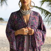 Silky Blend Boho Kimono: Helene Multi-Mixed Print, Detachable Waistband - Image 4