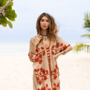 Handmade Embroidered Cotton Kaftan Dress: Beach Cover-Up Tunic - Ciana - Image 4