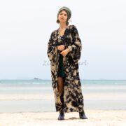 Hand Tie-Dye Kimono Duster: Boho Festival Jersey Cotton Coverup - Yuma