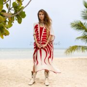Handmade Embroidered Cotton Kaftan Dress: Crochet Beach Coverup - Oceano