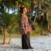 Handmade Velvet Cotton Kimono: Boho Floral Jacket, Plus Size - Mei - Image 2