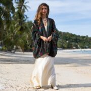 Handcrafted Cotton Velvet Kimono: Boho Chic Jacket, Plus Size - Mei
