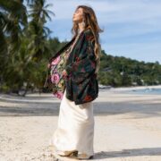 Handcrafted Cotton Velvet Kimono: Boho Chic Jacket, Plus Size - Mei - Image 2