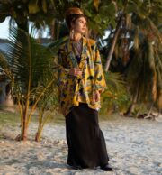 Cotton Velvet Kimono Jacket: Boho-Chic Short Coat, Plus Size - Mei