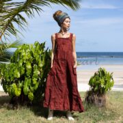 Handmade Patchwork Cotton Overalls Dress: Boho Festival Pinafore - Binsa