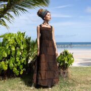 Handmade Patchwork Cotton Maxi Dress: Boho Sleeveless Overalls - Binsa