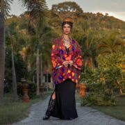 Boho Embroidered Kimono Jacket: Vintage Inspired Floral Cotton Quilt - Mari