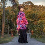 Boho Embroidered Kimono Jacket: Floral Cotton Duster, Plus Size - Mari - Image 3