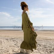 Boho Wedding Kaftan Dress: Ruffle Trimmed Cotton Maxi Gown - Wild Heart - Image 2