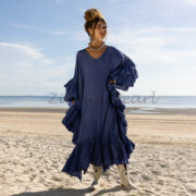 Handmade Ruffled Cotton Kaftan Dress: Bohemian Beach Cover-Up - Wild Heart
