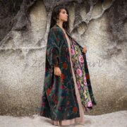 Floral Cotton Velvet Kimono Duster: Boho Robe Jacket - Mai - Image 2