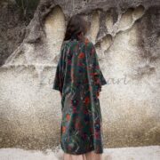 Floral Cotton Velvet Kimono Duster: Boho Robe Jacket - Mai - Image 3